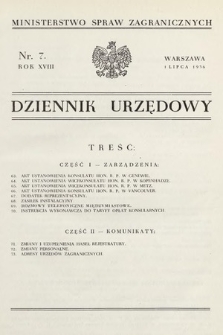 Dziennik Urzędowy. Ministerstwo Spraw Zagranicznych. 1936, nr 7