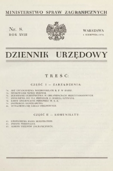 Dziennik Urzędowy. Ministerstwo Spraw Zagranicznych. 1936, nr 8