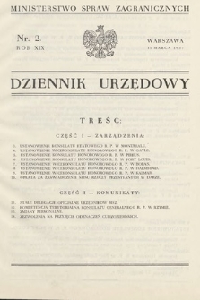 Dziennik Urzędowy. Ministerstwo Spraw Zagranicznych. 1937, nr 2
