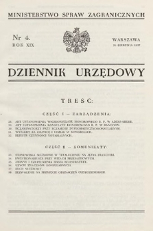 Dziennik Urzędowy. Ministerstwo Spraw Zagranicznych. 1937, nr 4