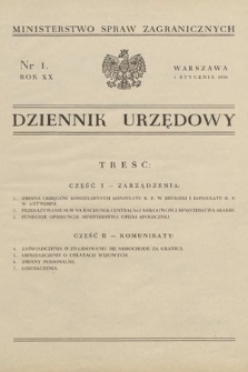 Dziennik Urzędowy. Ministerstwo Spraw Zagranicznych. 1938, nr 1