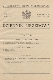 Dziennik Urzędowy. Ministerstwo Spraw Zagranicznych. 1938, nr 5