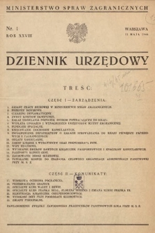 Dziennik Urzędowy. Ministerstwo Spraw Zagranicznych. 1946, nr 1