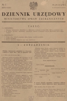 Dziennik Urzędowy Ministerstwa Spraw Zagranicznych. 1949, nr 1