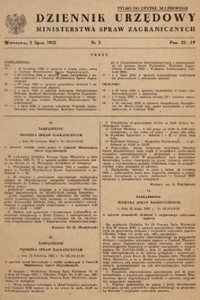 Dziennik Urzędowy Ministerstwa Spraw Zagranicznych. 1952, nr 2