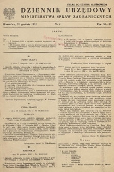Dziennik Urzędowy Ministerstwa Spraw Zagranicznych. 1952, nr 4