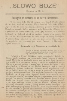 Słowo Boże : dodatek do Prawdy. 1919, nr 1