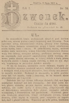 Dzwonek : gazetka dla dzieci. 1911, nr 14