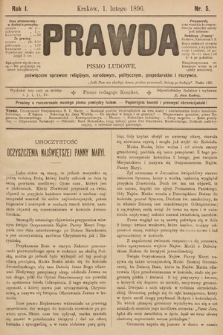 Prawda : pismo ludowe poświęcone sprawom religijnym, narodowym, politycznym, gospodarskim i rozrywce. 1896, nr 5