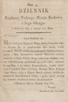 Dziennik Rządowy Wolnego Miasta Krakowa i Jego Okręgu. 1819, nr 4
