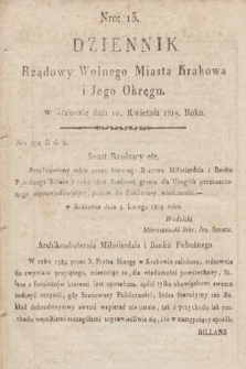 Dziennik Rządowy Wolnego Miasta Krakowa i Jego Okręgu. 1819, nr 13
