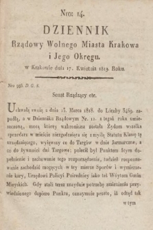 Dziennik Rządowy Wolnego Miasta Krakowa i Jego Okręgu. 1819, nr 14