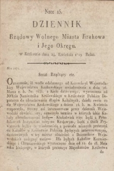 Dziennik Rządowy Wolnego Miasta Krakowa i Jego Okręgu. 1819, nr 15