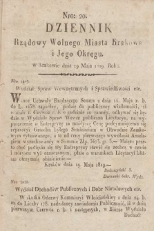 Dziennik Rządowy Wolnego Miasta Krakowa i Jego Okręgu. 1819, nr 20