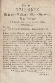 Dziennik Rządowy Wolnego Miasta Krakowa i Jego Okręgu. 1819, nr 22