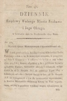 Dziennik Rządowy Wolnego Miasta Krakowa i Jego Okręgu. 1819, nr 40