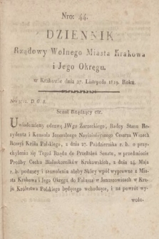Dziennik Rządowy Wolnego Miasta Krakowa i Jego Okręgu. 1819, nr 44