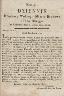 Dziennik Rządowy Wolnego Miasta Krakowa i Jego Okręgu. 1821, nr 4