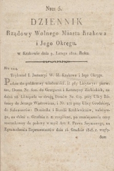 Dziennik Rządowy Wolnego Miasta Krakowa i Jego Okręgu. 1821, nr 5