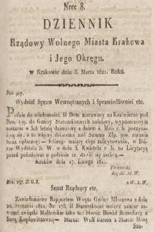 Dziennik Rządowy Wolnego Miasta Krakowa i Jego Okręgu. 1821, nr 8