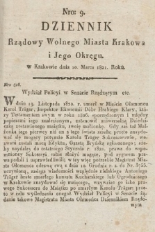 Dziennik Rządowy Wolnego Miasta Krakowa i Jego Okręgu. 1821, nr 9