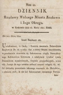 Dziennik Rządowy Wolnego Miasta Krakowa i Jego Okręgu. 1821, nr 10