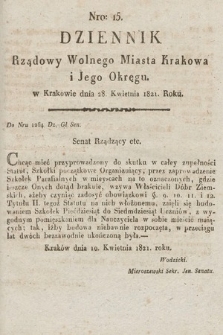 Dziennik Rządowy Wolnego Miasta Krakowa i Jego Okręgu. 1821, nr 15