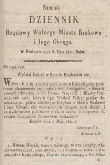 Dziennik Rządowy Wolnego Miasta Krakowa i Jego Okręgu. 1821, nr 16