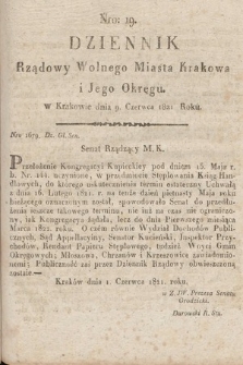 Dziennik Rządowy Wolnego Miasta Krakowa i Jego Okręgu. 1821, nr 19