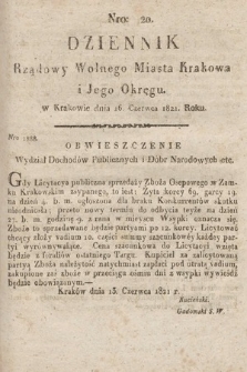 Dziennik Rządowy Wolnego Miasta Krakowa i Jego Okręgu. 1821, nr 20
