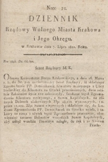 Dziennik Rządowy Wolnego Miasta Krakowa i Jego Okręgu. 1821, nr 21