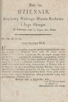 Dziennik Rządowy Wolnego Miasta Krakowa i Jego Okręgu. 1821, nr 22