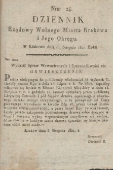 Dziennik Rządowy Wolnego Miasta Krakowa i Jego Okręgu. 1821, nr 24