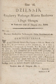 Dziennik Rządowy Wolnego Miasta Krakowa i Jego Okręgu. 1821, nr 26