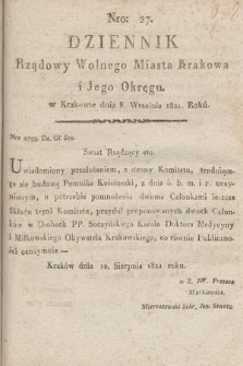 Dziennik Rządowy Wolnego Miasta Krakowa i Jego Okręgu. 1821, nr 27