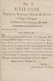 Dziennik Rządowy Wolnego Miasta Krakowa i Jego Okręgu. 1821, nr 28