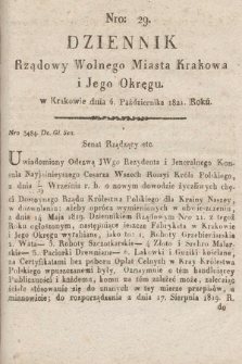 Dziennik Rządowy Wolnego Miasta Krakowa i Jego Okręgu. 1821, nr 29