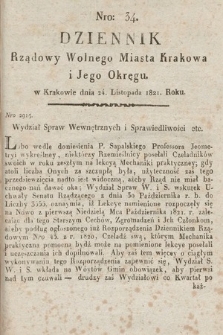 Dziennik Rządowy Wolnego Miasta Krakowa i Jego Okręgu. 1821, nr 34