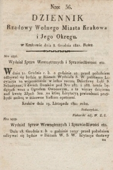 Dziennik Rządowy Wolnego Miasta Krakowa i Jego Okręgu. 1821, nr 36