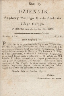 Dziennik Rządowy Wolnego Miasta Krakowa i Jego Okręgu. 1821, nr 37