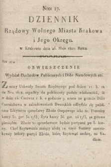 Dziennik Rządowy Wolnego Miasta Krakowa i Jego Okręgu. 1821, nr 17