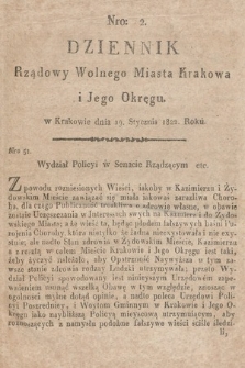 Dziennik Rządowy Wolnego Miasta Krakowa i Jego Okręgu. 1822, nr 2