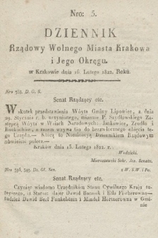 Dziennik Rządowy Wolnego Miasta Krakowa i Jego Okręgu. 1822, nr 5