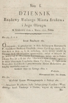 Dziennik Rządowy Wolnego Miasta Krakowa i Jego Okręgu. 1822, nr 6
