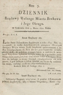 Dziennik Rządowy Wolnego Miasta Krakowa i Jego Okręgu. 1822, nr 7