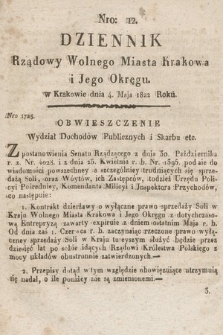 Dziennik Rządowy Wolnego Miasta Krakowa i Jego Okręgu. 1822, nr 12
