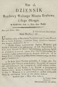 Dziennik Rządowy Wolnego Miasta Krakowa i Jego Okręgu. 1822, nr 13