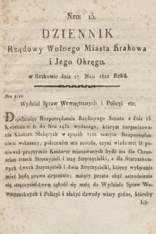 Dziennik Rządowy Wolnego Miasta Krakowa i Jego Okręgu. 1822, nr 15