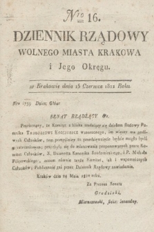 Dziennik Rządowy Wolnego Miasta Krakowa i Jego Okręgu. 1822, nr 16