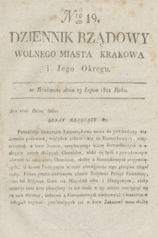 Dziennik Rządowy Wolnego Miasta Krakowa i Jego Okręgu. 1822, nr 19